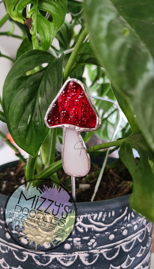 Little Toadstool Stained Glass Plant Stake