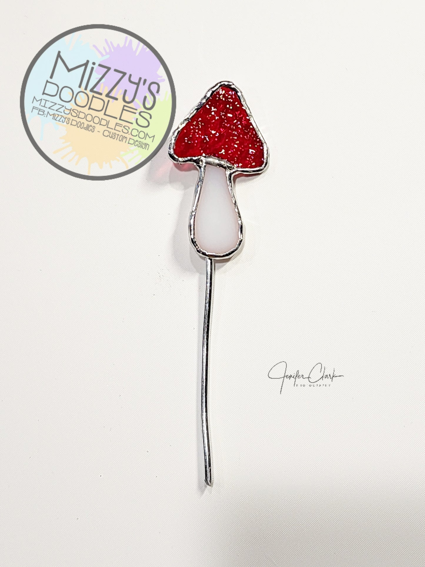 Little Toadstool Stained Glass Plant Stake